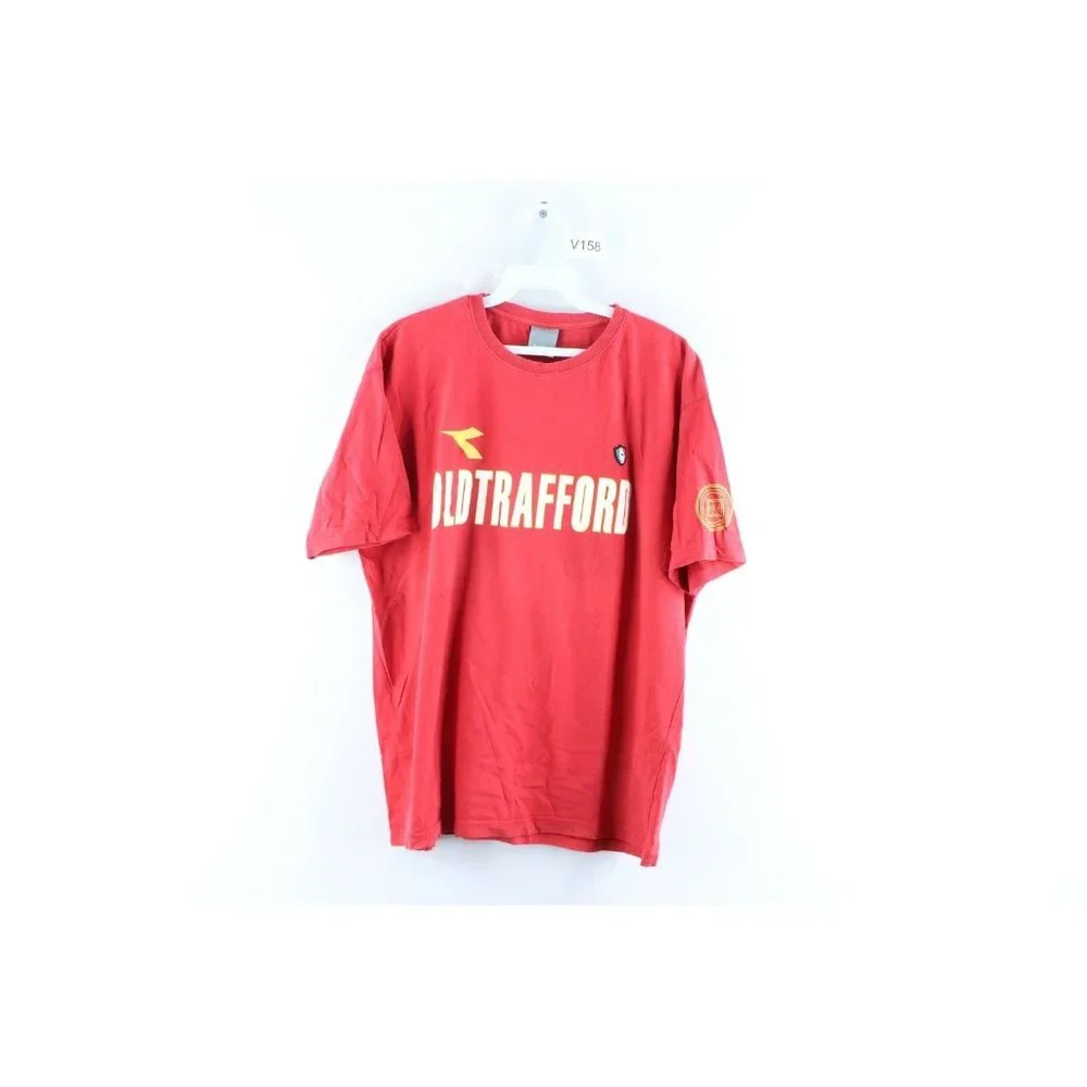 Vintage Diadora Mens Large Manchester United Old Trafford Soccer Faded T-Shirt - Picture 1 of 9